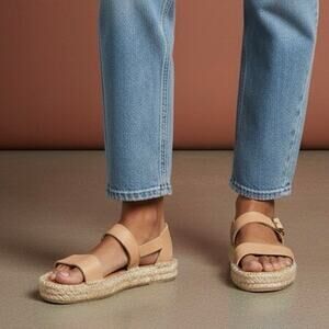 Soludos Leather Platform Espadrille Sandals – Tan | Size 7.5